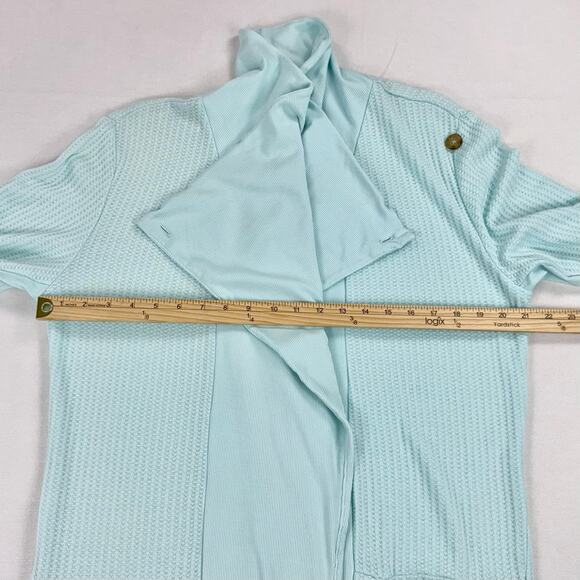 Fresh Produce Women's Waffle Knit Waterfall Cardigan Medium Teal - Picture 11 of 12